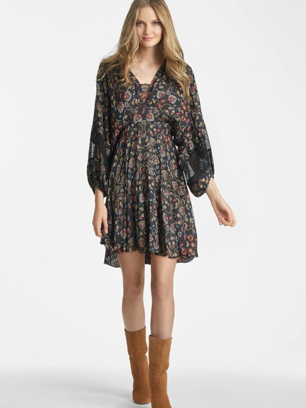 Sachin + Babi Caden Dress in Black Swirl Motif Print Size Medium
